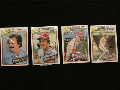 LOT OF 4 1980 TOPPS BURGER KING PHILLIES CELLO PACKS WITH STEVE CARLTON SHOWING! - Image 1 of 4