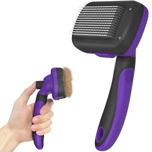 Spazzola Toelettatura Autopulente per Cani e Gatti - Strumento Deshedding, Viola - Foto 1 di 12