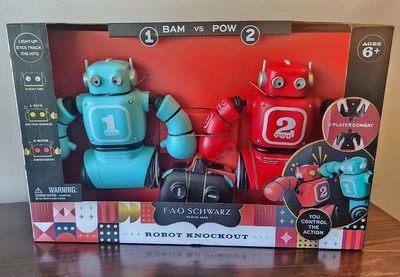 Brand New! FAO Schwarz Bam vs Pow Robot Knockout Remote Control Boxing Set NIP  - Image 1 of 4
