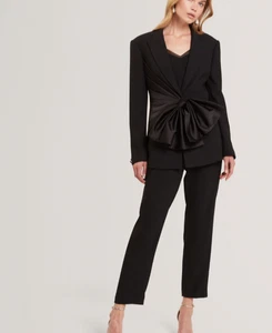 TED BAKER Blazer Jacket Womens TB 2 UK 10 Xeni Black Satin Bow Sash Tailored NEW - Picture 1 of 19