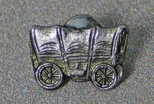 Silver Tone Covered Wagon Lapel Pin - Picture 1 of 4