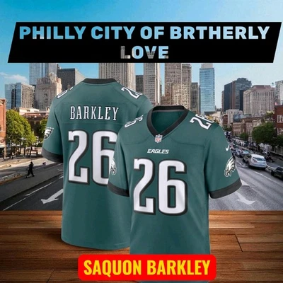 EAGLES YOUTH LARGE SAQUON BARKLEY SUPERBOWL STITCHED JERSEY NWT READY TO SHIP 2025!!!