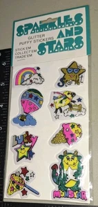 Vintage Stickers Sparkles And Stars Glittery Puffy Rainbow  Balloons 1 Sht 1 Pkg - Picture 1 of 5