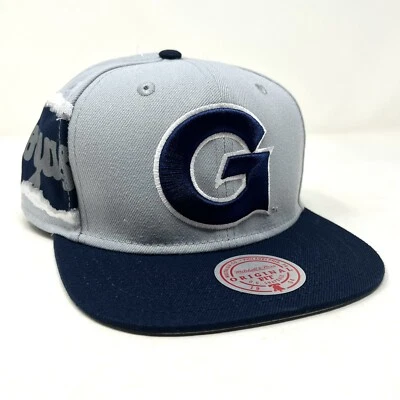 Mitchell & Ness Georgetown Hoyas Jumbotron Grey/Navy Adjustable Snapback Hat Cap - Image 1 of 4