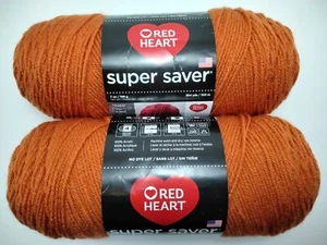 Red Heart Super Saver Yarn 2 Skeins 7oz ea, #4 Medium, Color: Carrot 100%Acrylic - Picture 1 of 3