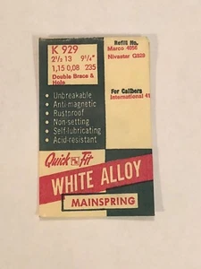 International 41 Quick Fit K929 DB & Hole White Alloy Wristwatch Mainspring NOS  - Picture 1 of 1