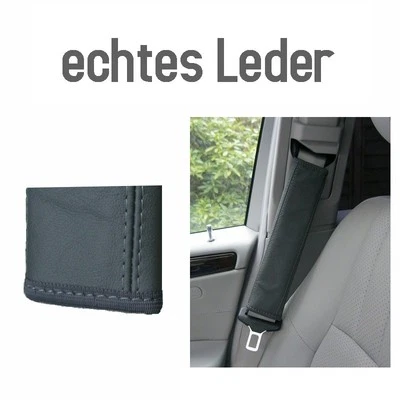 2 x Gurtpolster 100% echtes Leder grau Polster Gurtschoner Schulterpolster - Bild 1 von 3
