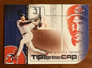 Fleer 2002 punta de gorra genuina inserto troquelado Dave Winfield #tc11 Hof Indians - Imagen 1 de 2