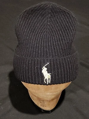 Polo Ralph Lauren Mujer Negro Puños Gorro Sombrero Dorado Pony Nuevo con Etiquetas Foto 1 de 4