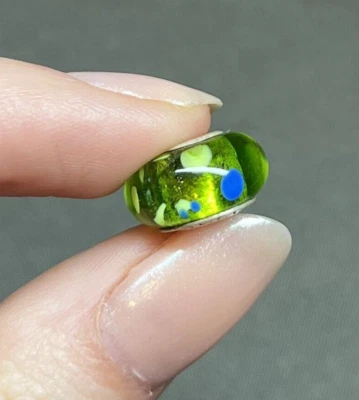 CHAMILIA Cristal de Murano Verde Punto Azul Gota 925 Cuentas de Plata Estilo Europeo Dije Foto 1 de 4