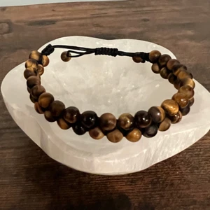 Bracciale cordino doppia fila occhio di tigre - Foto 1 di 4