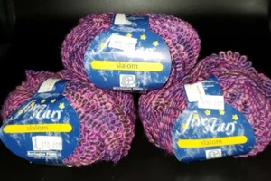 3 SKEINS/BALLS OF BERTAGNA FILATI FIVE STAR SLALOM YARN - COLOR #645 PURPLES - Picture 1 of 4