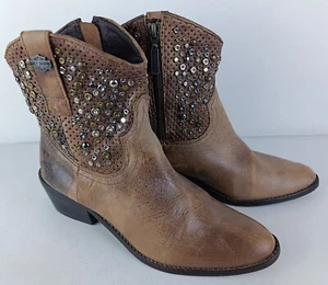 Harley-Davidson Damen Stiefel Braun Nieten Pailletten Größe EU 39 / US 8 - Bild 1 von 15