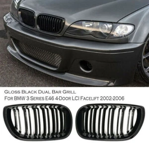 Par de par de parrillas para riñón con capucha delantera para BMW E46 320i 323i 325i 328i 4DR 02-05 - Imagen 1 de 8