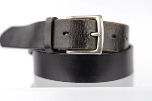 Black 100% Genuine leather belt size S Fits 30"-32" Pant size refl3 - Picture 1 of 6