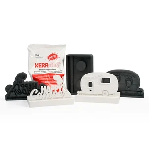 Juego de 3 moldes de silicona "Campingwagen" incl. 1 kg polvo de fundición en relieve Keraflott - Imagen 1 de 7