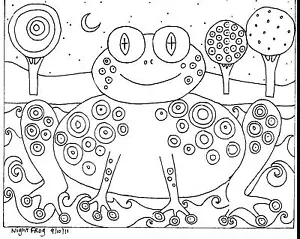 RUG HOOKING CRAFT PAPER PATTERN Night Frog PRIM FOLK ART Karla Gerard - Picture 1 of 2