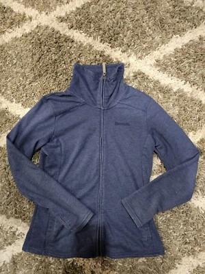 Bench Sweater Women Large L Blue Full Zip Sweatshirt Mock Neck Activewear Ladies - Image 1 of 4