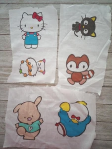 sanrio hello kitty fun fabric scrap 3 to 5 inch 6 character 3pc #1011 - Picture 1 of 2