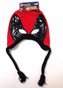 new DEADPOOL FLEECE BEANIE Men/Women Red SHINY BLACK Winter Hat Laplander Cap - Picture 1 of 3