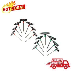 14-Piece SAE/MM T-Handle Hex Key Set Alloy Steel Ergonomic Grip Size Markings - Picture 1 of 5