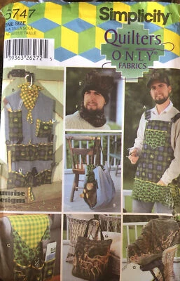 Simplicity Sewing Pattern Quilters Men's Accessories Gifts Apron,Hat, 5747 UNCUT - Image 1 of 3