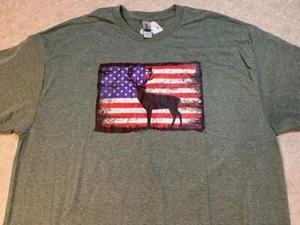American Flag & Deer Graphic Tee T-shirt XL NEW Hunting - Picture 1 of 1