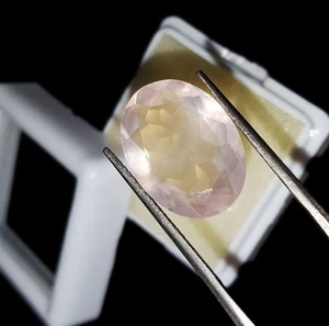 Piedra preciosa suelta 100 % natural cuarzo rosa 7,62 quilates forma ovalada para anillo gema certificada - Imagen 1 de 7