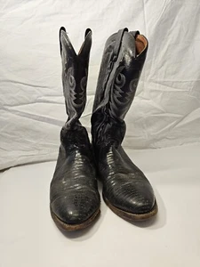 Dan Post RALEIGH DP 2350 R Mens 10 D Black Teju Lizard Western Boots - Picture 1 of 12