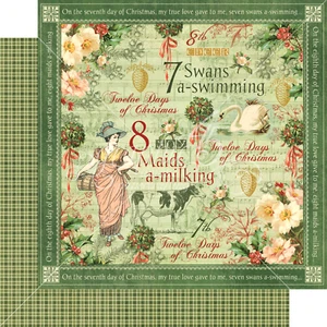 Graphic 45, Twelve Days of Christmas, Swans a Swiming, 12x12 Double Sided, New - Picture 1 of 1