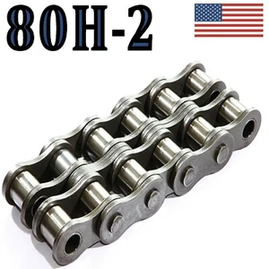 80H-2 HEAVY DOUBLE STRAND ROLLER CHAIN - 10FT WITH CONNECTING MASTER LINK - Picture 1 of 1