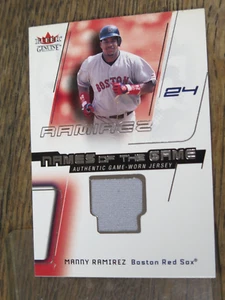 Camiseta deportiva Fleer 2002 genuina Manny Ramírez (nombres del juego) usada en juegos - Imagen 1 de 5