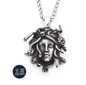 Medusa Pendant Necklace Stainless Steel Mythology Gorgon Snake Gothic Jewellery - Picture 1 of 5
