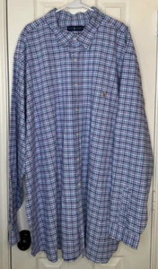 Ralph Lauren Long-Sleeve Button-Down Shirt Blue Plaid Size 4XLT - Picture 1 of 8