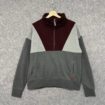BKE Women’s Quarter Zip Pullover Sweatshirt Large Maroon Gray Colorblock Foto 1 de 4