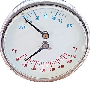 2-1/2" 0 to 75 psi Round Boiler Gauge with 1/4" MNPT Center Back Connection - Picture 1 of 5