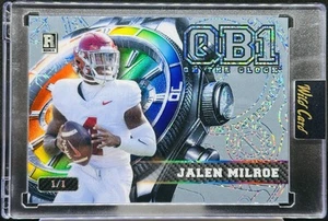1/1 Jalen Milroe Silver HOLO 2024 Wild Card QB1 On The Clock Encased Seatle SP - Picture 1 of 2