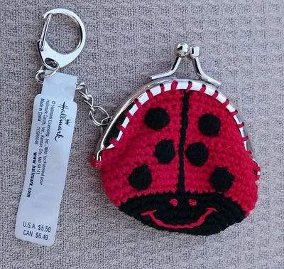 Llavero monedero Ladybug vintage de ganchillo Hallmark  Foto 1 de 4