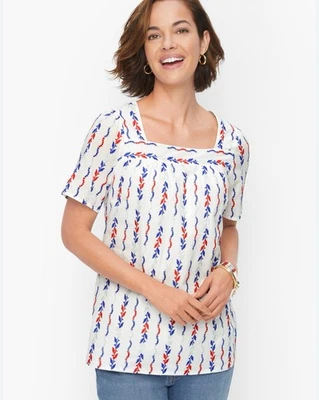 Talbots embroidered Red White Blue Top Size Small - Image 1 of 4