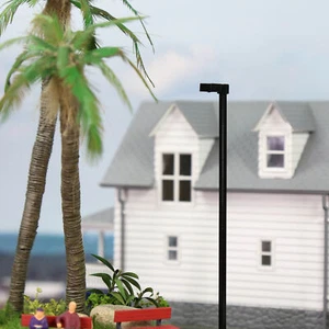 Evemodel 10pcs HO Scale 1:87 Metal Lamp White LED Street Light 9cm Black Pole - Picture 1 of 6