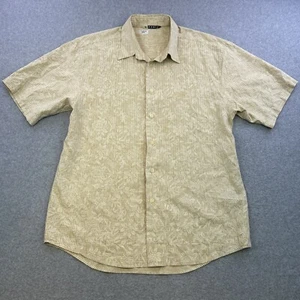 Hobie Shirt Mens Medium Beige Short Sleeve Button Up Hawaiian Casual Adult - Picture 1 of 12