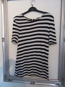 Oasis Bnwt new ladies black & white striped short sleeved blouse top size L - Picture 1 of 3