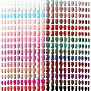 720 Pieces 30 Sets Medium Square Press on Nails Glossy Fake Nails Solid Color Ar - Picture 1 of 12