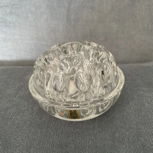 Vintage Reims Frankreich VMC 19 Loch Klarglas 4" Blumenfrösche Original Folienetikett - Bild 1 von 6
