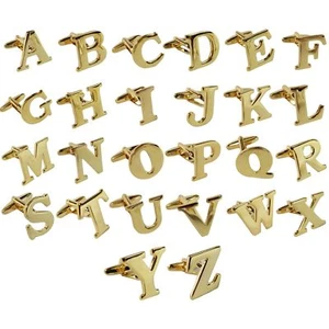 Einzelne Alphabet Buchstaben Mischen Und Wählen Initiale Manschettenknopf Gold - Bild 1 von 27