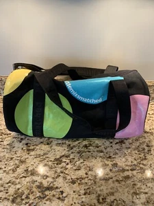 Little Missmatched Black Dot/ Stripe Duffle Gym Overnight Bag Weekender Luggage - Picture 1 of 9