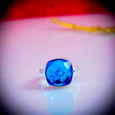 Ravishing London Blau Topas Edelstein 925 Sterlingsilber Handmade Ring Alle Size - Bild 1 von 3