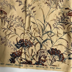 Vtg 1978 Pacific Fabric Printers Designs Shoji Stove Fall Flowers Leaves Cotton - Picture 1 of 16