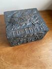 Art & Crafts Patinated Copper Repousse Jewellery Box Medieval Knights Silk Lined