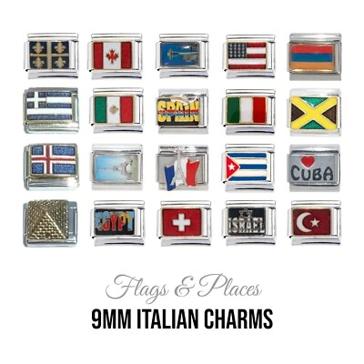 Flags and places 9mm Italian charm  - fits 9mm classic Italian charm bracelets - Image 1 of 3